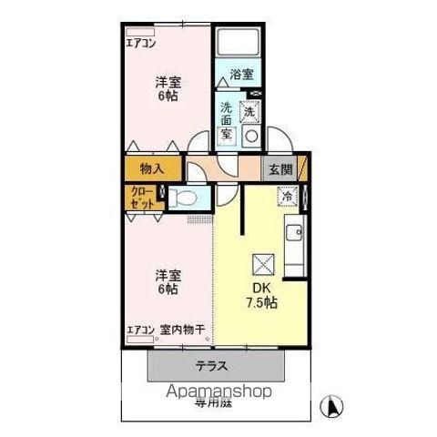 マリアージュ(2DK/1階)の間取り写真