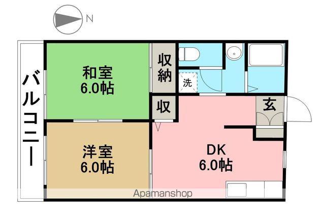 クレール須ヶ口(2DK/2階)の間取り写真