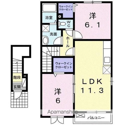チェリブラッサムⅢ(2LDK/2階)の間取り写真
