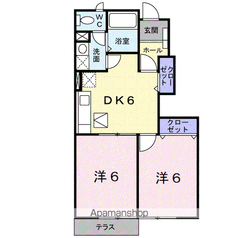 カーサ・グローリアⅡ(2DK/1階)の間取り写真