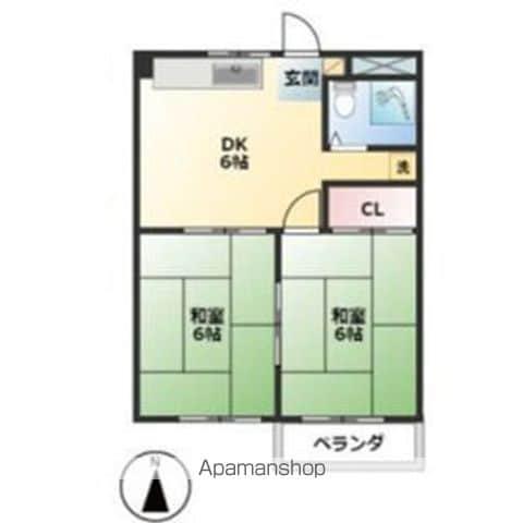 メゾン藤岡(2DK/2階)の間取り写真