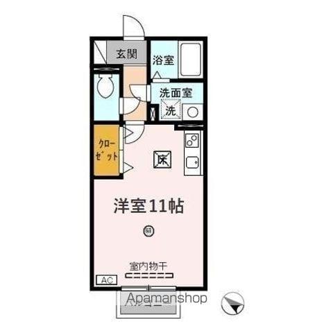 アバンテ(ワンルーム/1階)の間取り写真