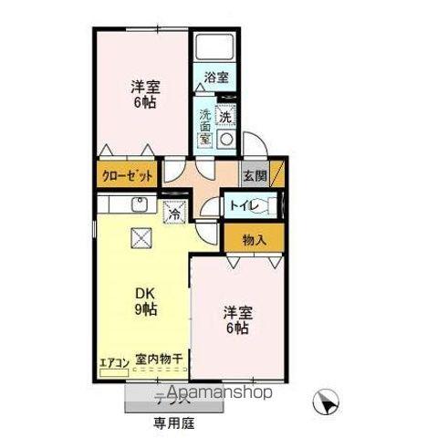 ピア A・C棟(2DK/1階)の間取り写真