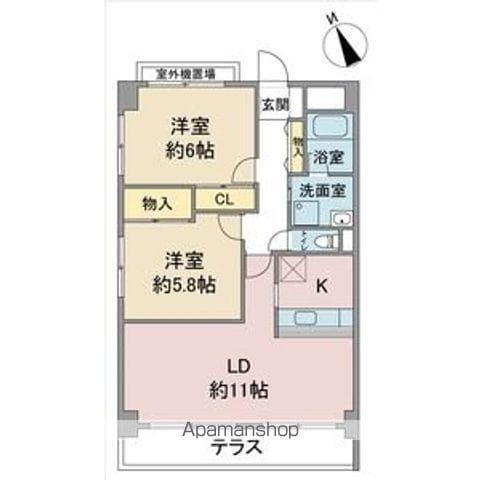 ラトゥール一社(2LDK/2階)の間取り写真