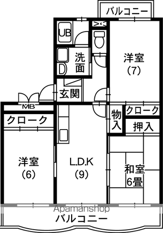 エクレールA(3LDK/3階)の間取り写真