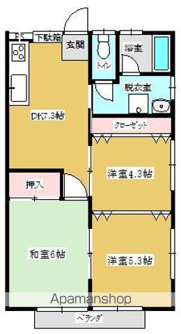 コーポADATARA A(3DK/1階)の間取り写真