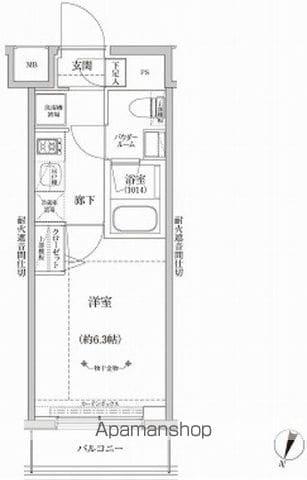 RELUXIA横濱元町(1K/7階)の間取り写真