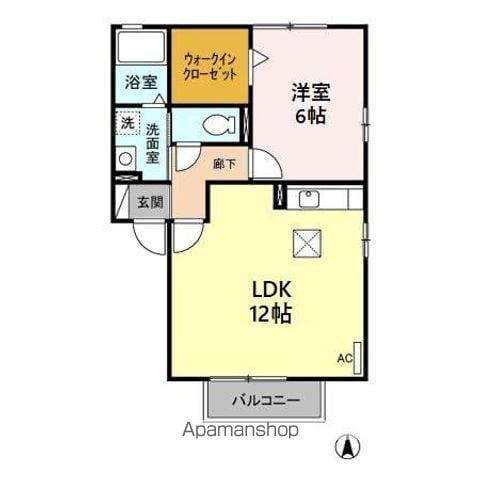 ZONE亀城 A棟(1LDK/1階)の間取り写真