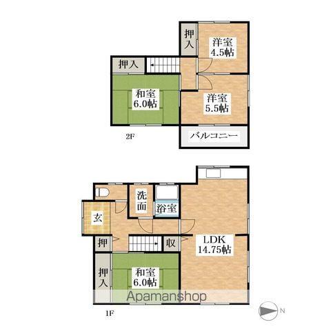 名鉄犬山線 西春駅 徒歩16分 2階建 築38年(4LDK)の間取り写真