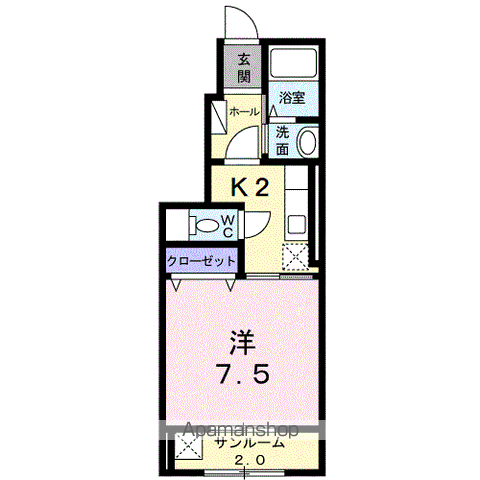ルミエール(1K/1階)の間取り写真