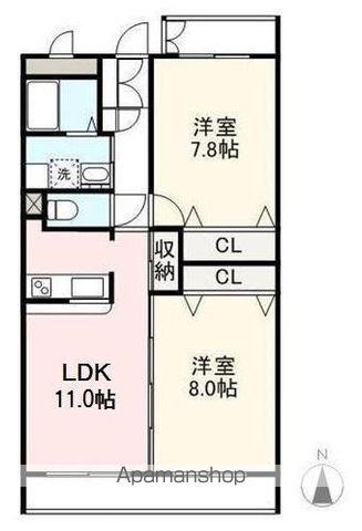 プレシャスタイムレインボー伏石(2LDK/5階)の間取り写真