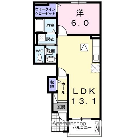 CRANE(1LDK/1階)の間取り写真