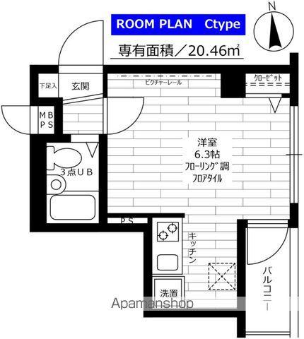 ステージグランデ南麻布(ワンルーム/6階)の間取り写真