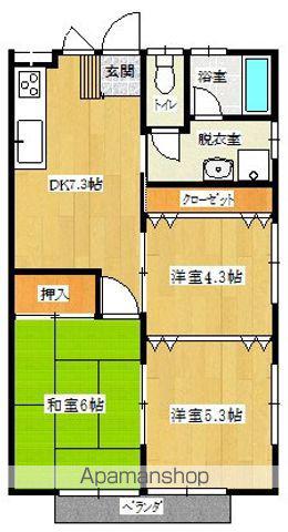 コーポADATARA B(3DK/2階)の間取り写真