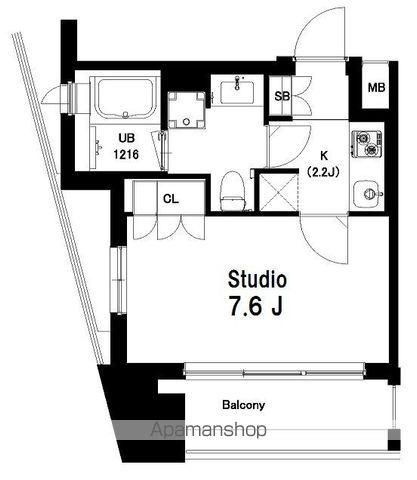 中目黒ウエスト(1K/5階)の間取り写真