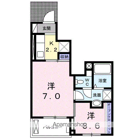 高松琴平電鉄志度線 沖松島駅 徒歩2分 3階建 築9年(2K/1階)の間取り写真