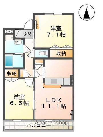 コンフォール・アイ・ディ・エー(2LDK/2階)の間取り写真
