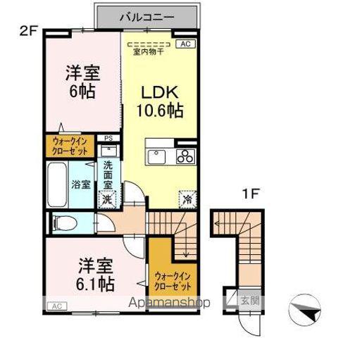 エスペランサ伍番館(2LDK/2階)の間取り写真