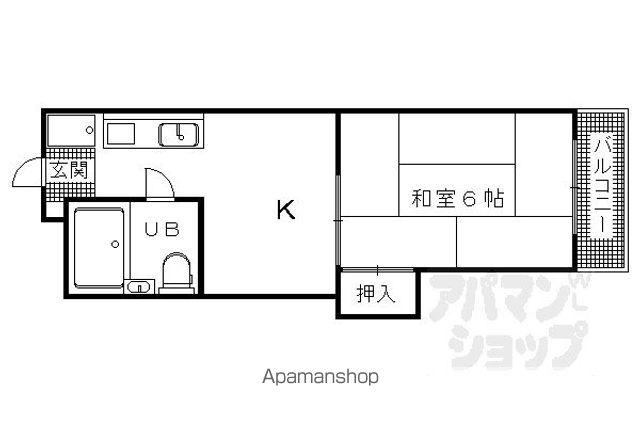 長岡京市開田3丁目マンション(1K/4階)の間取り写真