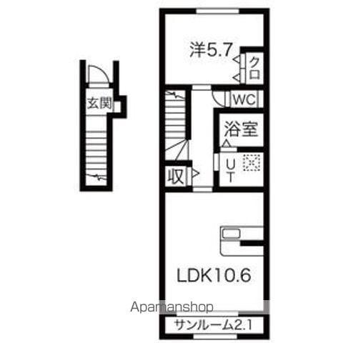 クレール アヴェニール(1LDK/2階)の間取り写真