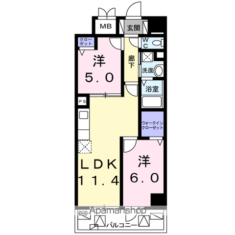 GRAN FELICIA(2LDK/8階)の間取り写真