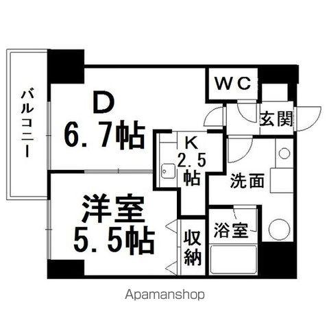 アイランドパレス2(1DK/5階)の間取り写真