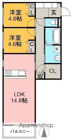 リーヴァかもべⅡ(2LDK/3階)の間取り写真