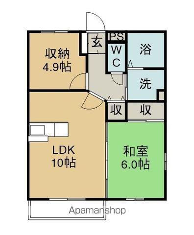 MIRADOR(1SLDK/2階)の間取り写真