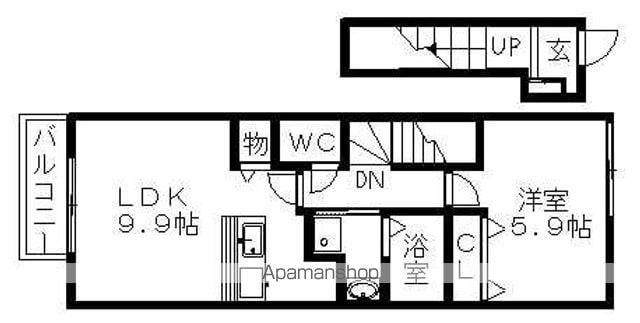 ピュア・トーン(1LDK/2階)の間取り写真
