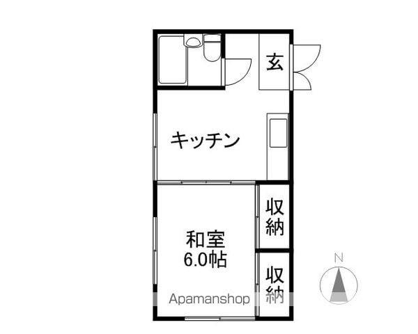 山形県鶴岡市 2階建 築38年(1DK/2階)の間取り写真