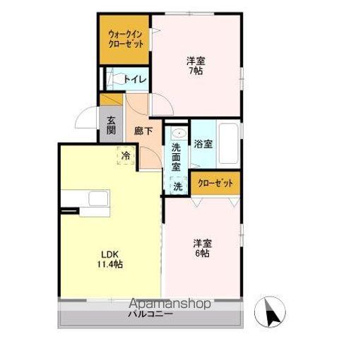 サンプットコート(2LDK/3階)の間取り写真