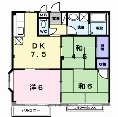 エルディム咲(3DK/1階)の間取り写真