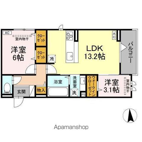 D-ROOM住吉 メゾン・ド・シャノワール(2LDK/3階)の間取り写真