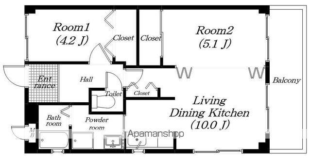 コーポ茜(2LDK/2階)の間取り写真