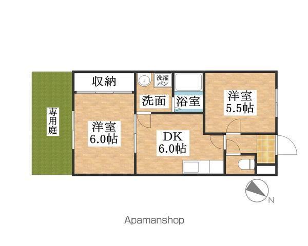 DIAS花原(2DK/1階)の間取り写真