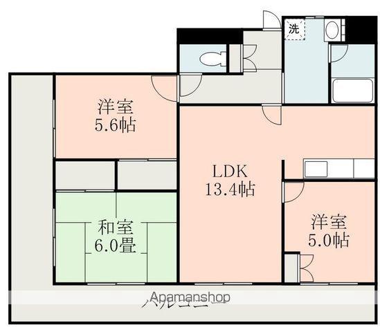 チェリーヒルズ健軍(3LDK/6階)の間取り写真