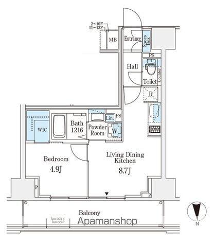 ジオエント新町(1LDK/3階)の間取り写真