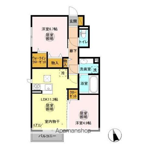 ロマージュ神栖(2LDK/1階)の間取り写真