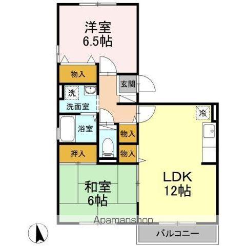 グランドキャッスルGOMI B棟(2LDK/3階)の間取り写真