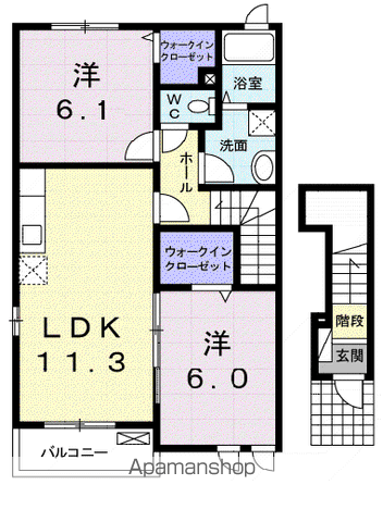 エアリーコートⅡ(2LDK/2階)の間取り写真