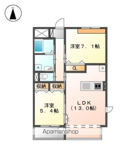 リュミエール高柳(2LDK/4階)の間取り写真