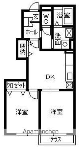 プロムナードⅠ(2DK/1階)の間取り写真