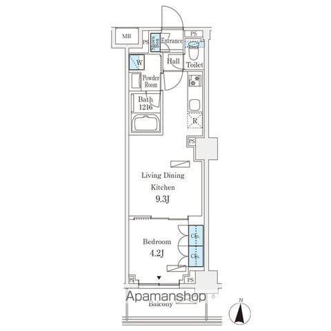 フロンティアレジデンス錦糸公園(1LDK/4階)の間取り写真