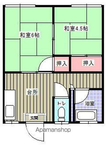 三星コーポ(2DK/1階)の間取り写真