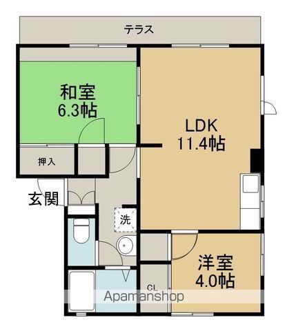 ビレッジ(2LDK/1階)の間取り写真