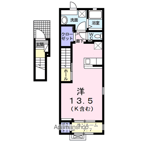 キャトルメゾン(ワンルーム/2階)の間取り写真