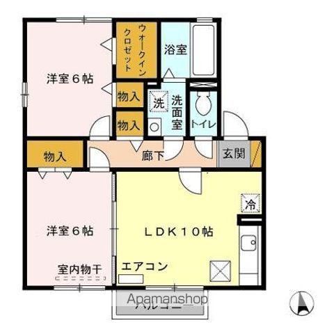 グランドソレイユ A・B(2LDK/1階)の間取り写真