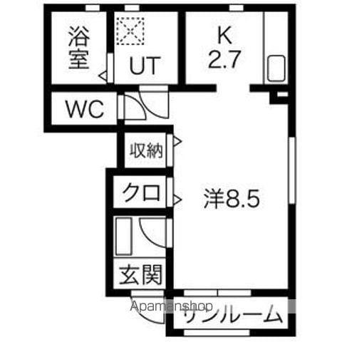 アッシュネクスト(ワンルーム/1階)の間取り写真
