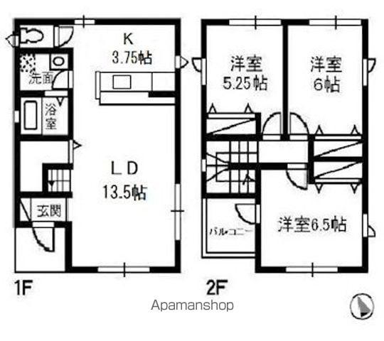 山陽本線 西阿知駅 徒歩15分 2階建 築18年(3LDK)の間取り写真