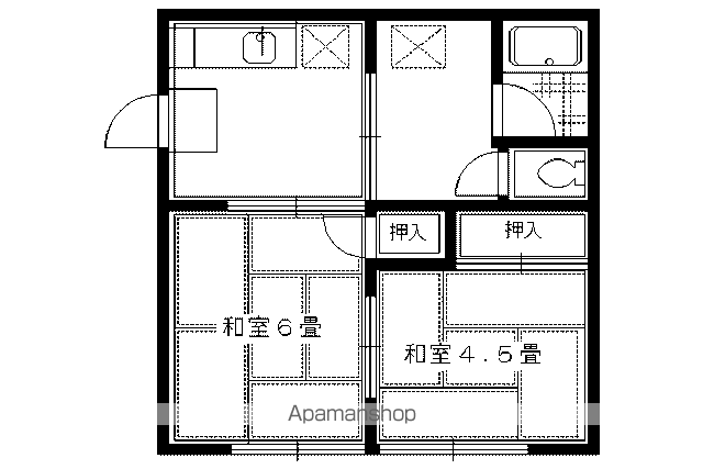 北白川ローズハイツ(2K/2階)の間取り写真